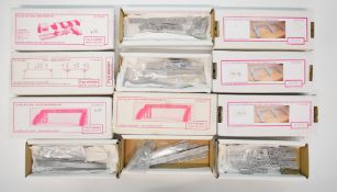 Seven P&D Marsh N gauge model railway kits including footbridges and signal gantry