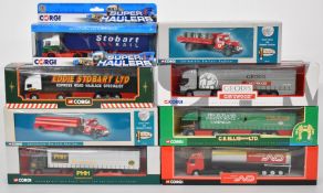Eight Corgi diecast model lorries and similar haulage vehicles to include Eddie Stobart ERF