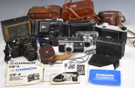 Collectable cameras to include Zeiss Ikon 521/2 and Maxmar 207/3, Voigtlander Bessa, Kodak