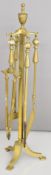 Brass fireplace companion set on stand