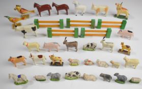 Collection of 19thC carved and painted Noah's Ark style wooden animals and birds, tallest 6cm