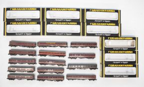 Fourteen Graham Farish BR(M) N gauge model railway coaches, all in original boxes.