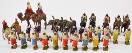 A collection of over thirty Britains Arab and possibly Sudanese soldiers including infantry, horse