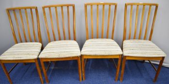 Set of four G Plan style retro upholstered dining chairs