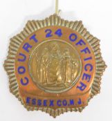 Vintage American enamelled brass Court 24 Officer badge for Essex county, New Jersey, USA,