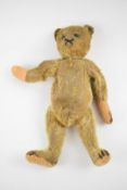 Steiff Teddy bear 1920's or 30's with golden mohair, black glass eyes, button in ear, shaved snout