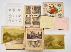 Victorian or early 20thC scrap or découpage album together with another album including sketches,