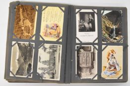 Approximately one hundred and ninety postcards in an early 20thC postcard album, dated 1913 inside