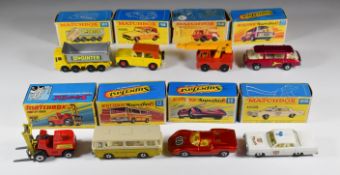 Eight Matchbox and Matchbox Superfast 1-75 diecast model vehicles 12, 15, 18, 22, 42, 51, 55 and 68,