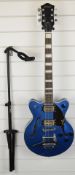 Gretsch G2655T / FBL semi-acoustic electric guitar with BT-2S pick-ups, finished in blue, with case.