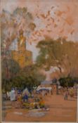 Attributed to Sir Alfred East RA RBA (1844-1913) watercolour 'Resting in the Park', 24x 15cm, in