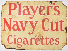 Player's Navy Cut vintage double sided enamel advertising sign, 45.5 x 61cm
