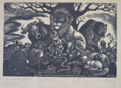 Frita Eichenberg (1901-1990) limited edition (150) engraving The Peaceable Kingdom Isiah 11:6-8,