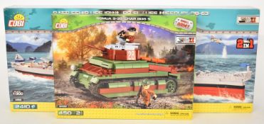 Two Cobi brick building sets comprising Battleship USS Iowa (BB-61) 4812 and Somua S-35 tank 2493,