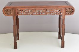 Chinese altar table with fretwork carved frieze, W126 x D43 x H82cm
