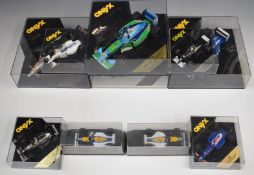 Ten Onyx diecast Formula 1 and Indycar models in various scales to include Benetton Ford B194 JJ