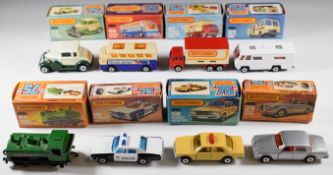 Eight Matchbox Superfast 1-75 diecast model vehicles 10, 39, 42, 47, 54, 56, 65 and 73, all in