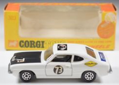 Corgi Toys Whizzwheels Roger Clark's 3 Litre V.6. Ford Capri diecast model car with white body,