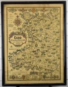 Vintage ESSO advertising map of Wales, 67 x 50cm, in black frame