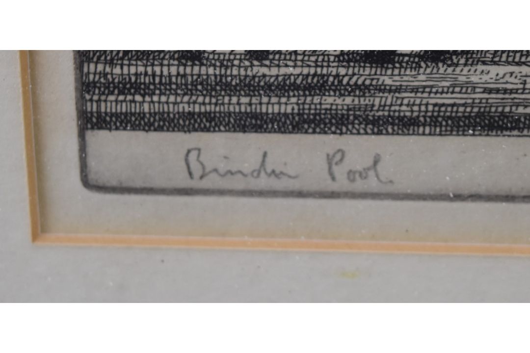 Edward Bouverie Hoyton (1900-1988) signed etching landscape with church beyond 'Bindon Pool', signed - Image 3 of 4