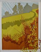 Armistead signed limited edition (4/10) linocut or similar print of Tolcarne Farm Cornwall,
