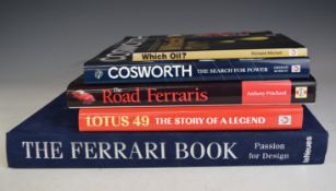 Classic car books comprising The Ferrari Book, Passion for Design by teNeues, Lotus 49 Story of a