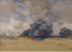 Sir Alfred East RA RBA (1844-1913) watercolour 'Windy Landscape', signed and dated 28-10-1909 to