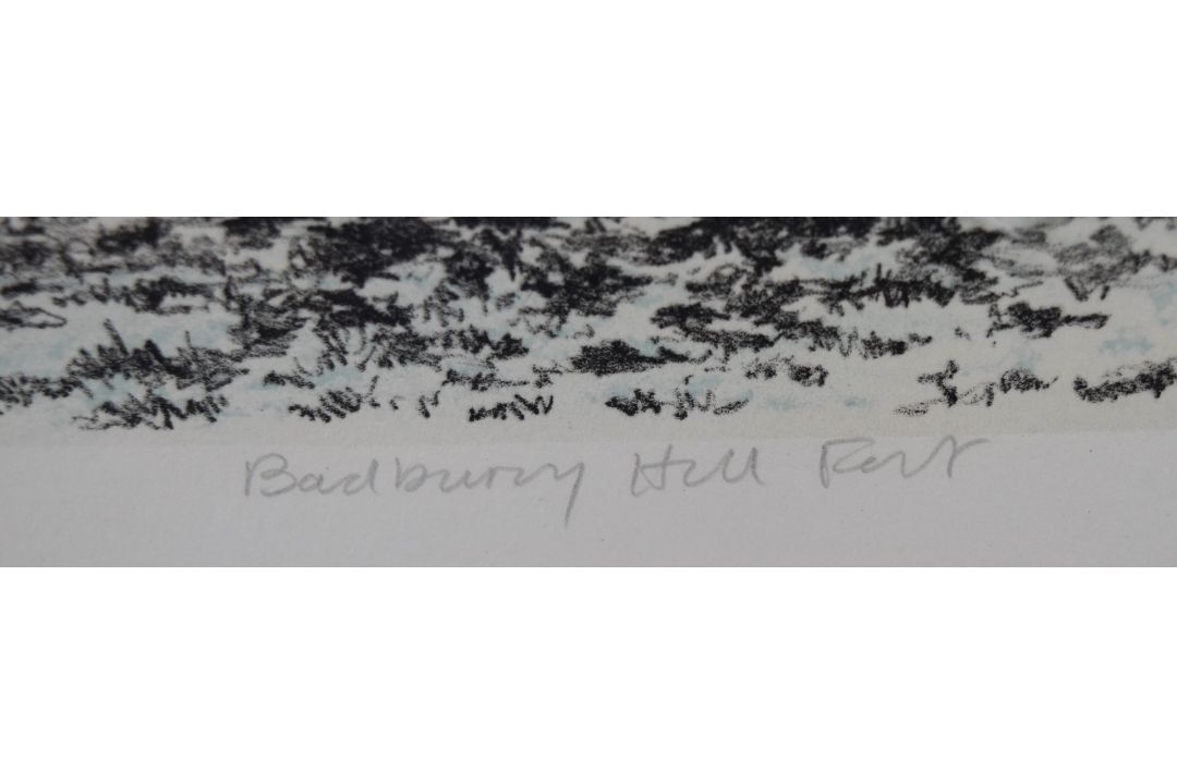 George Guest (1939-2012) signed limited edition (108/200) Oxfordshire landscape Badbury Hill Fort, - Image 3 of 7