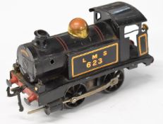 Hornby 0 gauge clockwork 0-4-0 tank locomotive LMS 623.