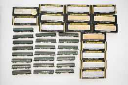 Twenty-two Graham Farish BR and SR(S) N gauge model railway coaches, all in original boxes.