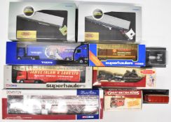 A collection of diecast model lorries and buses to include Oxford Haulage, Corgi, Lledo and Atlas,