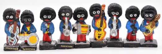 Nine Robertson's Jam Golly advertising band figures, height 7.5cm