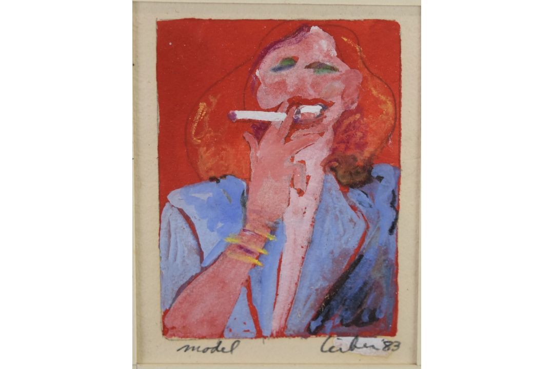 Gerson Leiber (1921-2018) watercolour and gouache portrait of a lady 'Model', signed, dated 83 and - Image 1 of 5