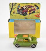Corgi Toys diecast model Mini-Cooper 'Magnifique' with green body, beige interior, striped sunroof
