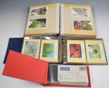 A folder of GB and Commonwealth postal history, various postcards, albums and a folder of world