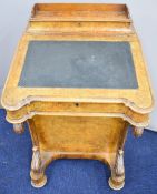 Victorian walnut Davenport with leather inset top, W53 x D58 x H92cm