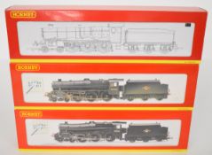 Three Hornby 00 gauge model railway locomotives comprising BR 4-6-0 Class 5MT Locomotive 45455