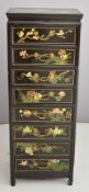 Chinese lacquer chest of eight drawers, W46 x D36 x H122cm