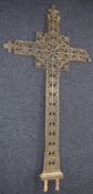 19thC cast iron fretwork cross, likely religious, height 155cm