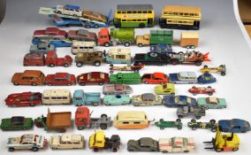 Approximately fifty Corgi, Dinky and similar diecast model cars to include The Green Hornet Black