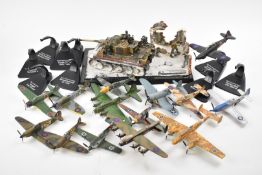 German WW2 'Tiger' tank diorama by Unimax together with fourteen WW2 diecast model aircraft on