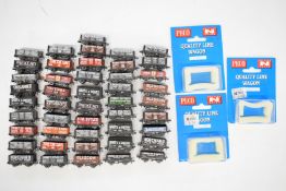 Forty-six Peco N gauge model railway private owner wagons, some in original boxes.