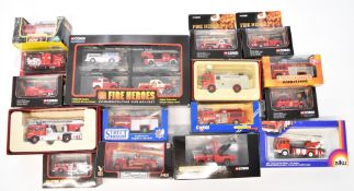 Sixteen Corgi and similar diecast model fire engines to include Corgi Showcase Collection 'Fire