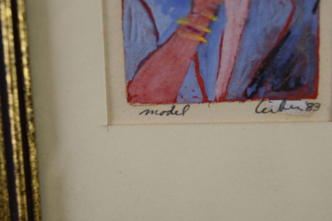 Gerson Leiber (1921-2018) watercolour and gouache portrait of a lady 'Model', signed, dated 83 and - Image 3 of 5