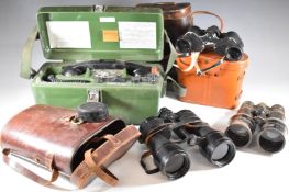 Three pairs of Ross binoculars comprising Stepsun 12x50, Stepnada 7x30 and one other, all cased,