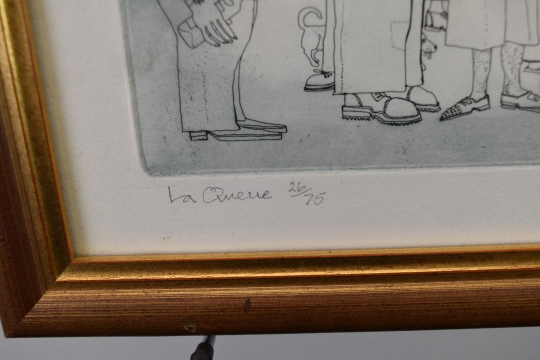 Graham Clarke (born 1941) signed limited edition (29/75) multiple portrait 'La Queue', signed and - Image 3 of 8