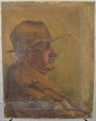 Impressionist oil on canvas portrait of a man wearing a hat, 46 x 36cm