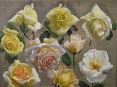 Attributed to John Bulloch Souter (1896-1971) double sided oil on board floral studies, 26.5 x 37cm,