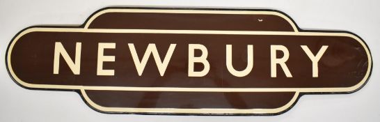 British Railways Western region enamel totem station sign 'Newbury', length 93cm