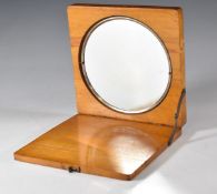 Victorian or early 20thC novelty concave mirror magnifier, hinging open to reveal lines on the